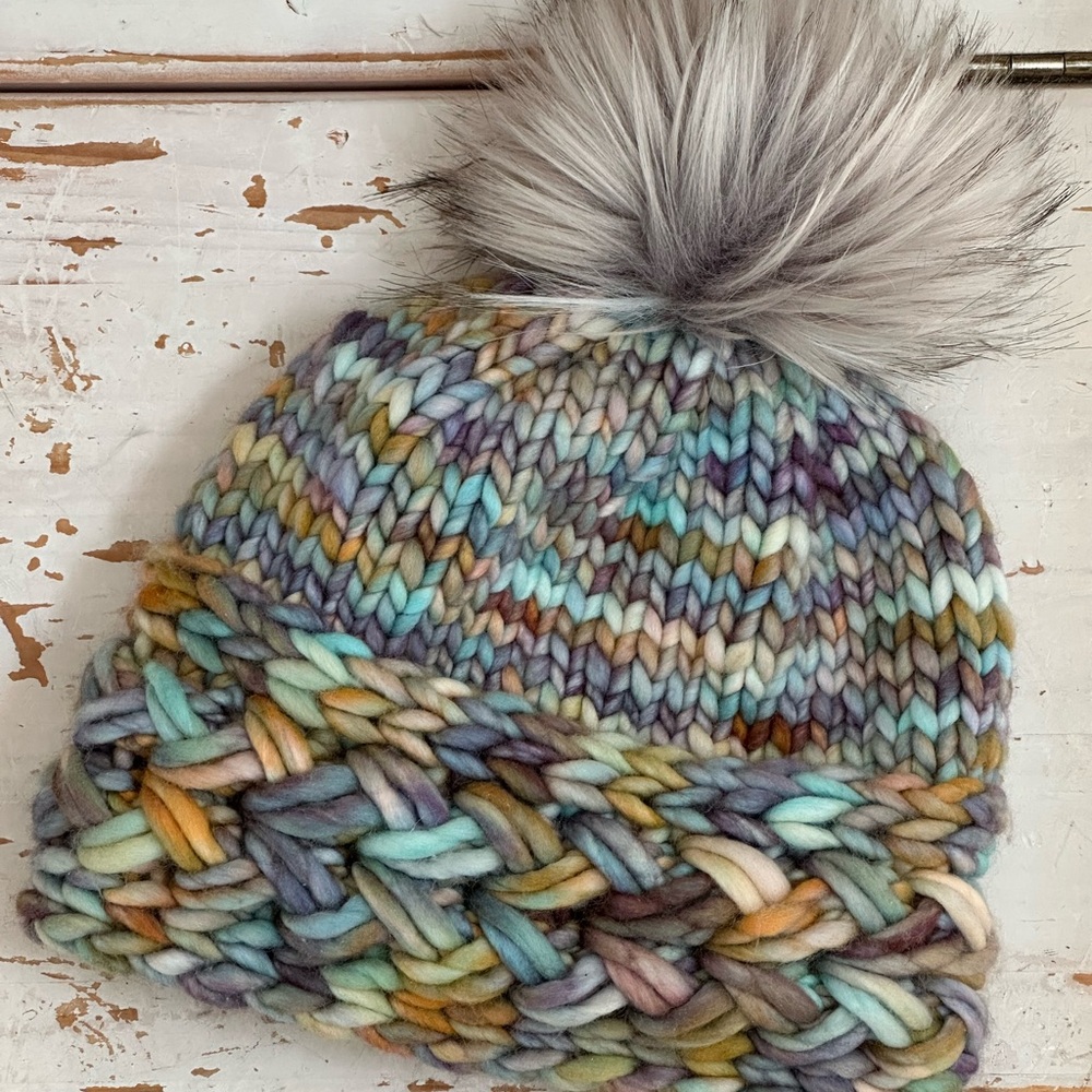 Hand-Knitted Beanie w/ Pom-Pom